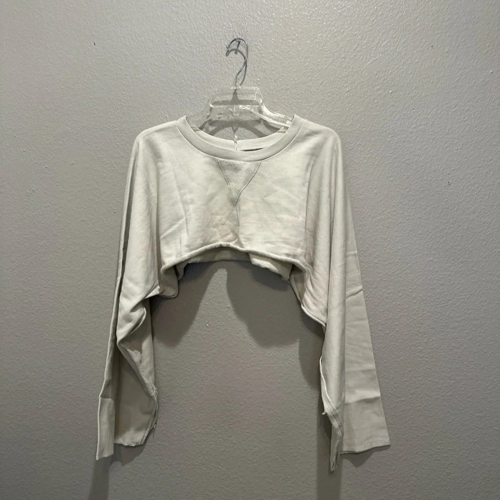 Niyama Sol crop kimono sweatshirt in stone Size Medium Yoga Athleisure - Picture 5 of 10